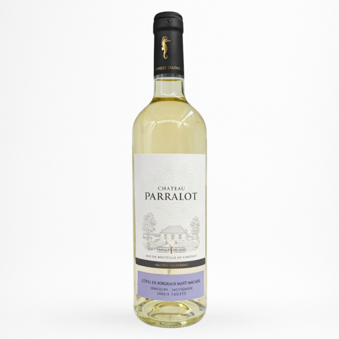 Bouteille de vin blanc doux Château Parralot 2023 – Côtes de Bordeaux Saint-Macaire – Bordeaux blanc – Famille Delong