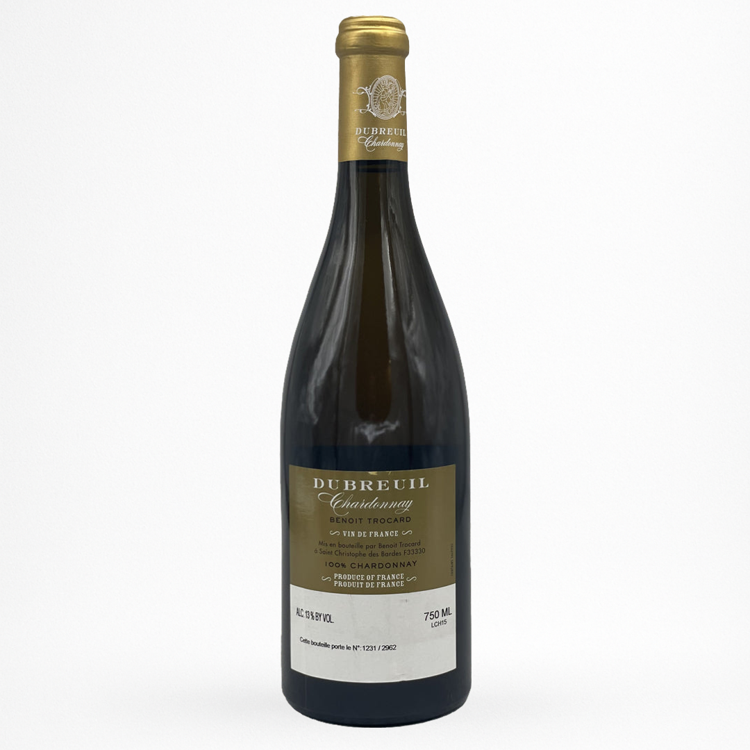 Contre etiquette bouteille de vin Clos Dubreuil - Chardonnay - 2015 - Vin de France