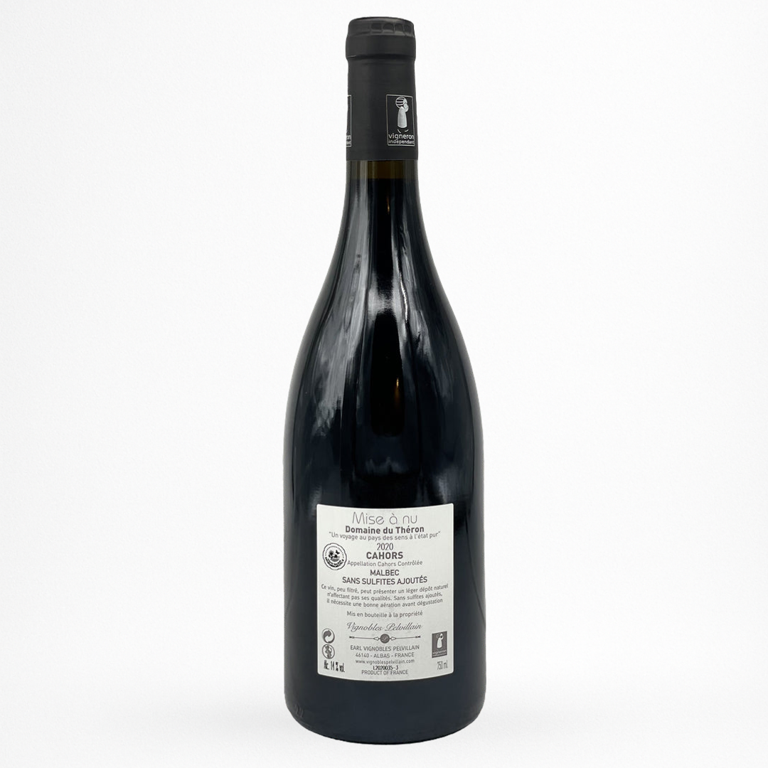 Contre etiquette bouteille de vin Didier Pelvillain - Mise à nu - 2020 - Vin de Cahors
