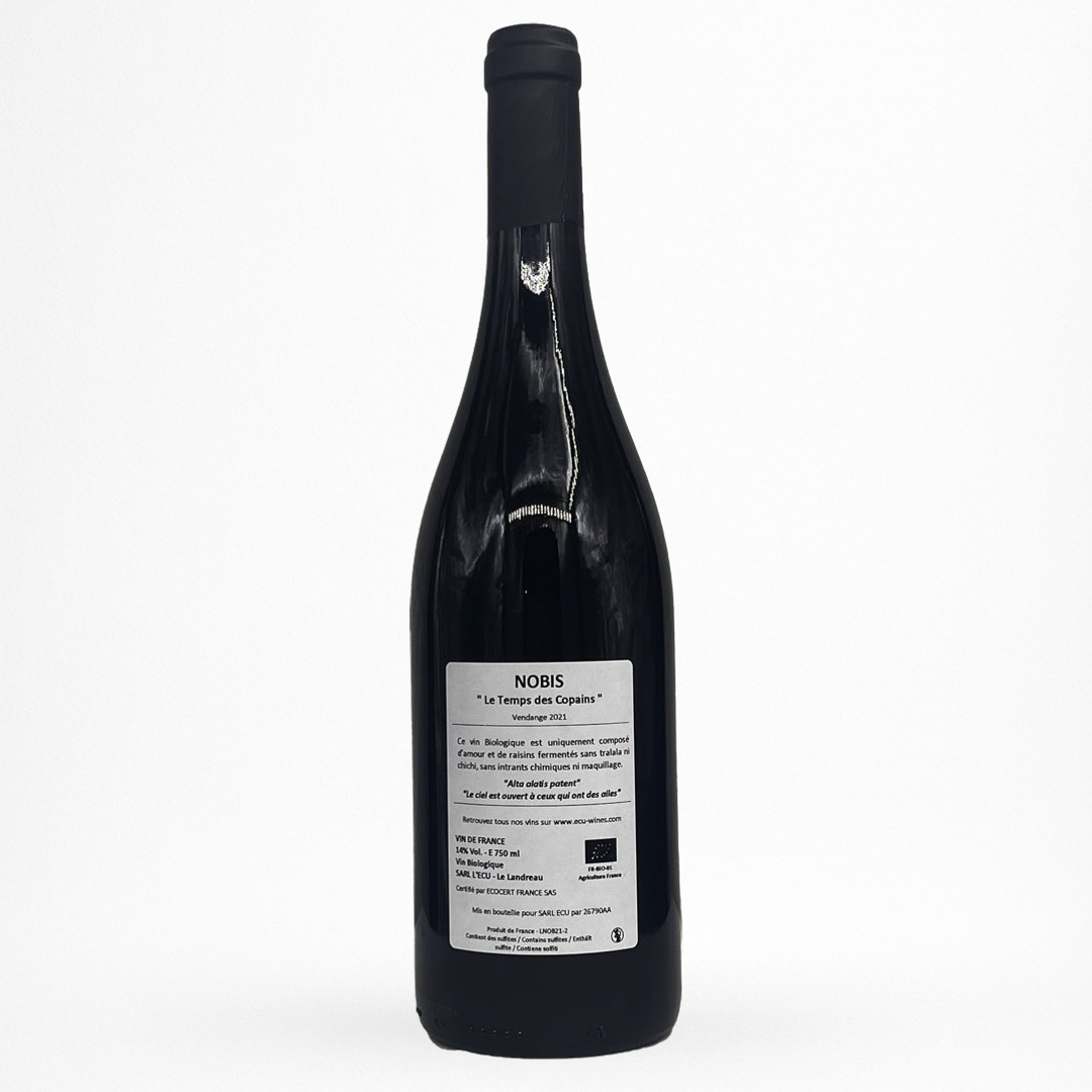 Contre etiquette bouteille de vin Domaine de l'Ecu - Nobis - Le Temps des Copains - 2023 - Vin de France
