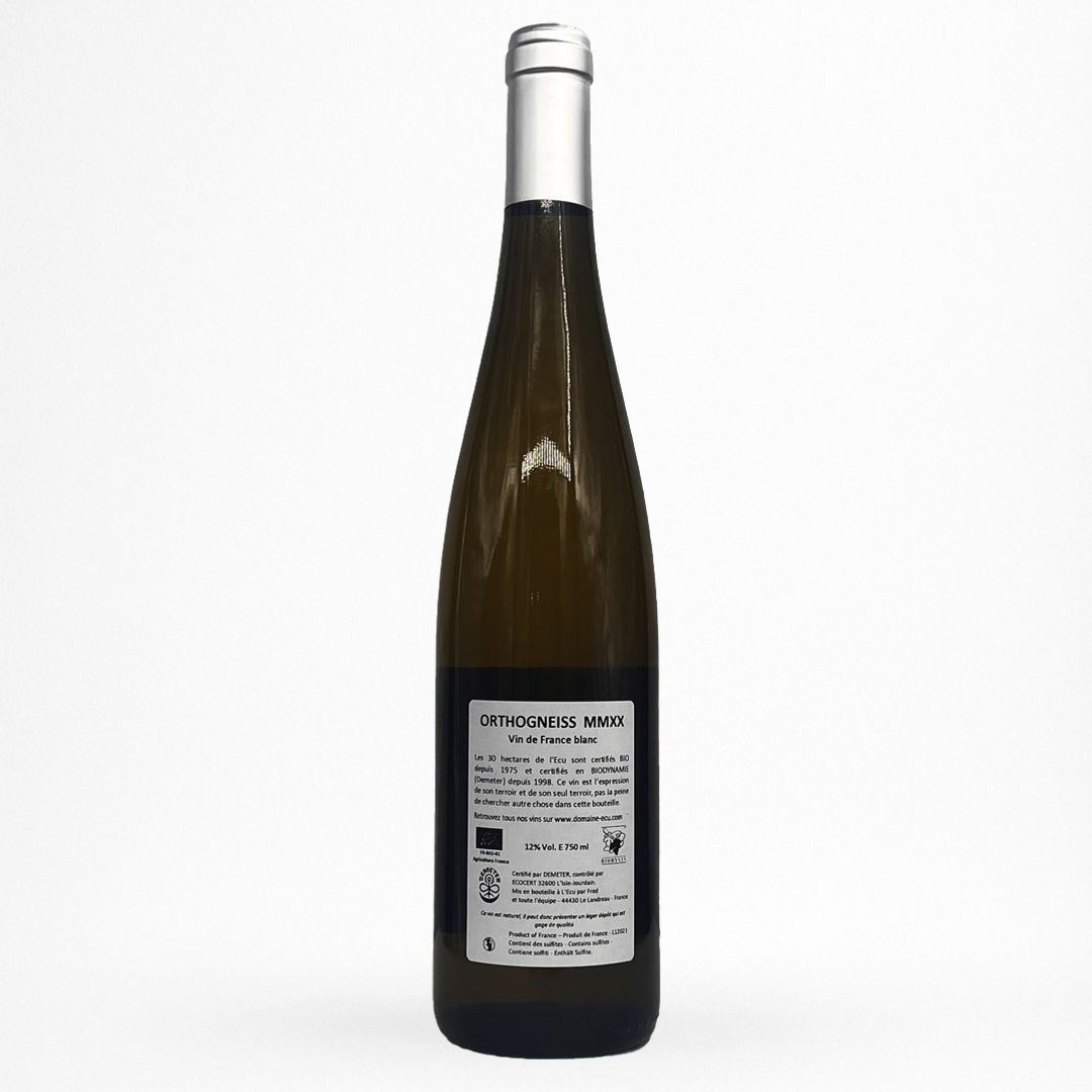 Contre etiquette bouteille de vin Domaine de l'Ecu - Orthogneiss MMXXII - 2023 - Vin de France
