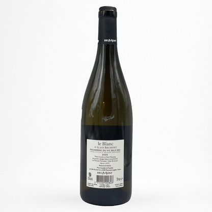 Bouteille de Le Blanc d’Alain Brumont, Pacherenc-du-Vic-Bilh, vin blanc, contre etiquette sur fond blanc