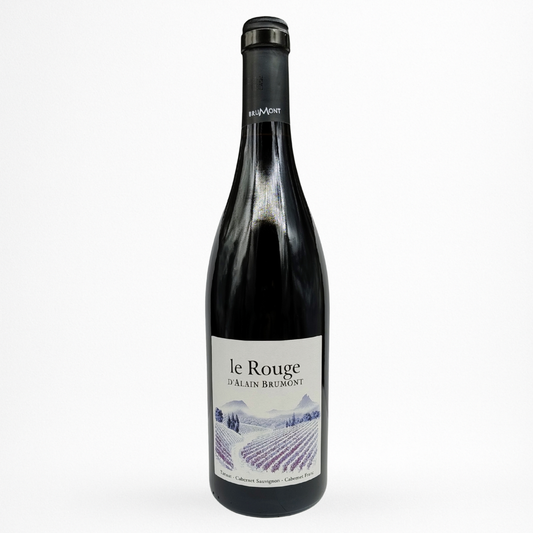 Bouteille de Le Rouge d’Alain Brumont, Pacherenc-du-Vic-Bilh, vin rouge, vue de face sur fond blanc