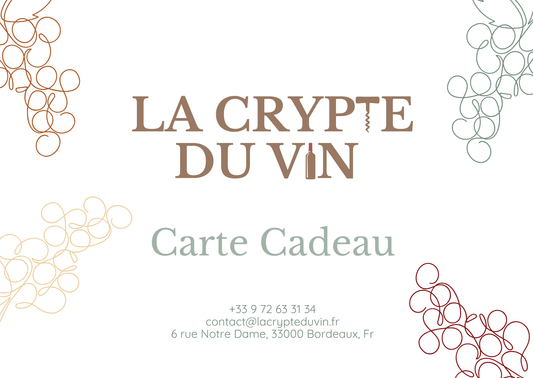 Carte cadeau La Crypte du Vin – bon d’achat pour dégustation, vins & spiritueux (logo et coordonnées, Bordeaux)