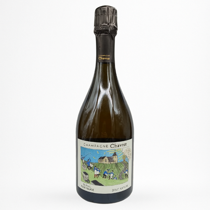 Bouteille de Blanc Assemblage NV Champagne Chavost, Champagne, vin effervescent blanc, vue de face sur fond blanc
