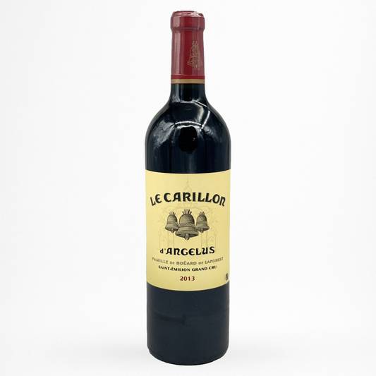 Bouteille de vin rouge Château Angélus Le Carillon d’Angélus 2013 Saint-Émilion Grand Cru, étiquette de face