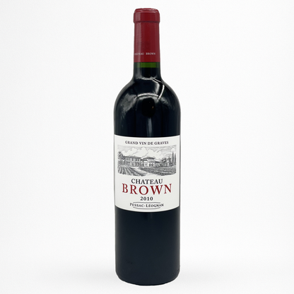 Château Brown 2010 Pessac-Léognan – photo bouteille de vin rouge Bordeaux (Grand Vin de Graves) sur fond blanc