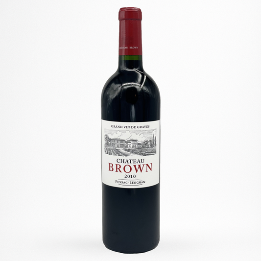 Château Brown 2010 Pessac-Léognan – photo bouteille de vin rouge Bordeaux (Grand Vin de Graves) sur fond blanc
