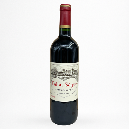 Château Calon Ségur 2008 – Saint-Estèphe Grand Cru Classé, bouteille packshot sur fond blanc
