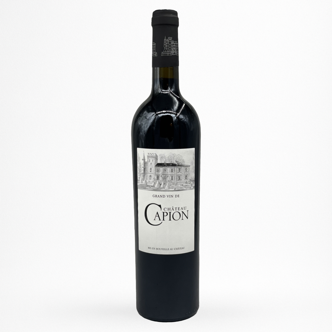 Château Capion – Terrasses du Larzac AOP, vin rouge (bouteille sur fond blanc)