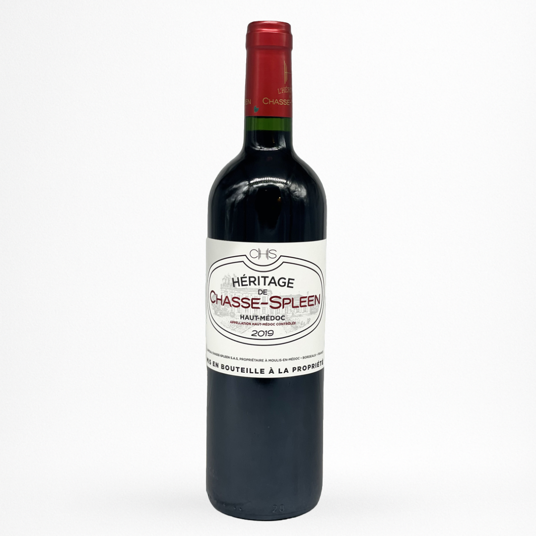 Château Chasse-Spleen Héritage 2019 Haut-Médoc — bouteille de vin rouge sur fond blanc