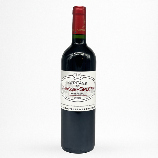 Château Chasse-Spleen Héritage 2019 Haut-Médoc — bouteille de vin rouge sur fond blanc