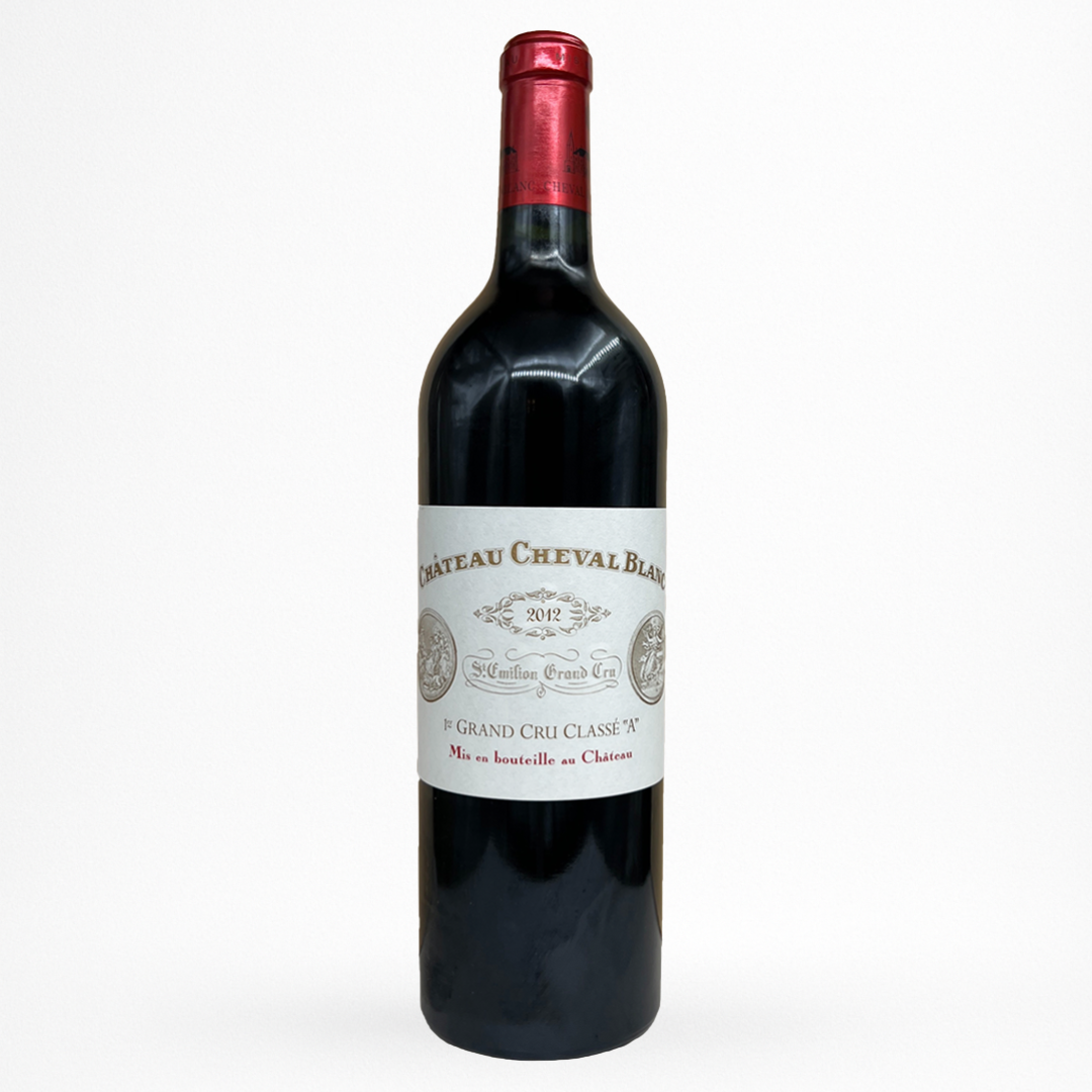 Château Cheval Blanc 2012 – Saint-Émilion 1er Grand Cru Classé A, bouteille packshot sur fond blanc