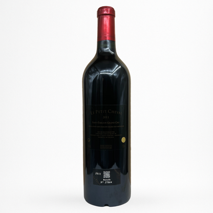 Le Petit Cheval 2011 – Saint-Émilion Grand Cru (Château Cheval Blanc), vin rouge de Bordeaux, contre etiquette bouteille packshot sur fond blanc