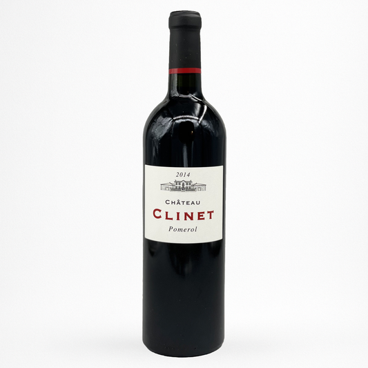 Château Clinet Pomerol 2014 – vin rouge, photo de la bouteille sur fond blanc