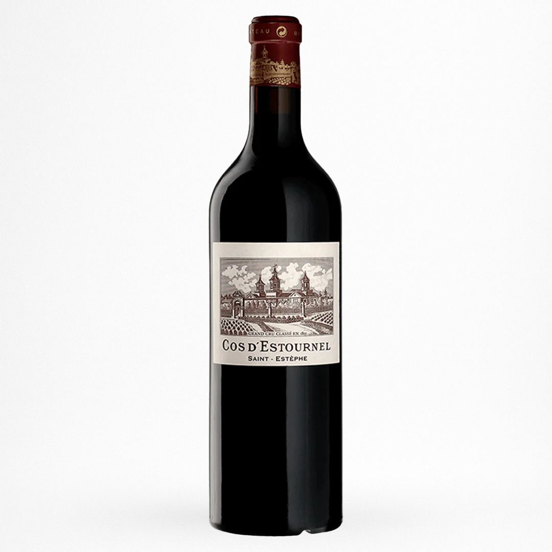 Château Cos d’Estournel 2018 – Saint-Estèphe (Grand Cru Classé), vin rouge de Bordeaux, bouteille packshot sur fond blanc