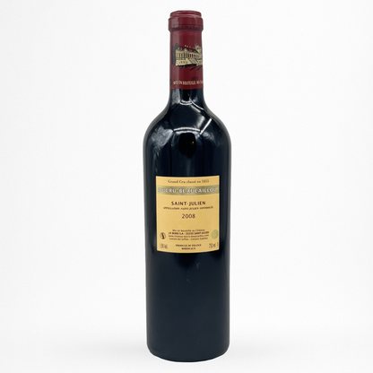 Château Ducru-Beaucaillou 2008 – Saint-Julien (Deuxième Grand Cru Classé 1855), vin rouge de Bordeaux, contre etiquette bouteille packshot sur fond blanc