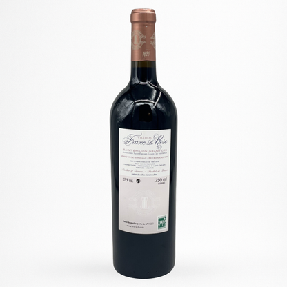 Contre etiquette de vin Château Franc la Rose 2021 en Saint-Emilion Grand Cru sur fond blanc