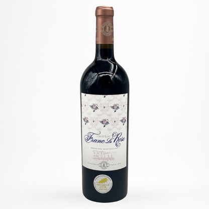 Bouteille de vin Château Franc la Rose 2021 en Saint-Emilion Grand Cru sur fond blanc