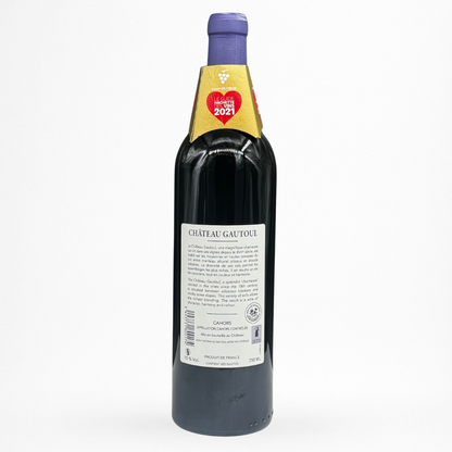 Château Gautoul Cahors AOC — vin rouge du Sud-Ouest, bouteille 75 cl, coup de cœur Guide Hachette, fond blanc