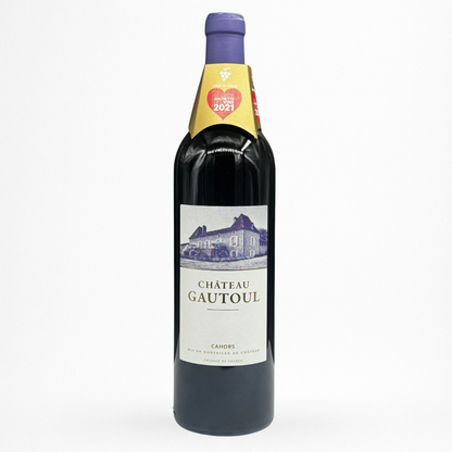 Château Gautoul Cahors AOC — vin rouge du Sud-Ouest, bouteille 75 cl, coup de cœur Guide Hachette, fond blanc