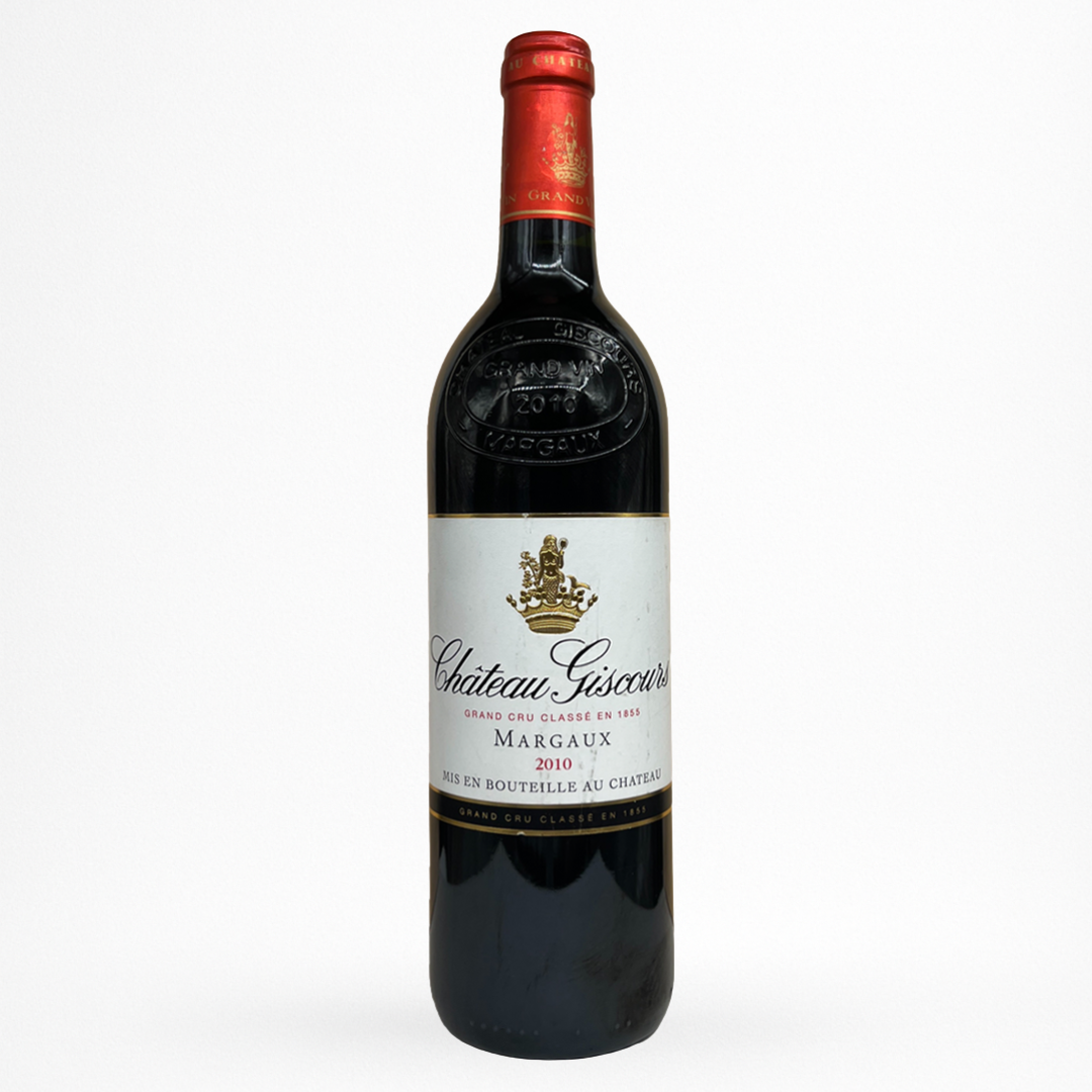 Château Giscours 2010 – Margaux (Grand Cru Classé 1855), vin rouge de Bordeaux, bouteille packshot sur fond blanc