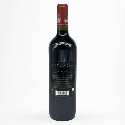 Contre étiquette de vin Château Giscours La Sirène de Giscours 2014 en Margaux sur fond blanc