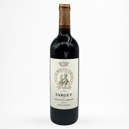 Sarget de Gruaud-Larose 2019 – Saint-Julien, second vin du Château Gruaud-Larose, vin rouge de Bordeaux, bouteille packshot sur fond blanc