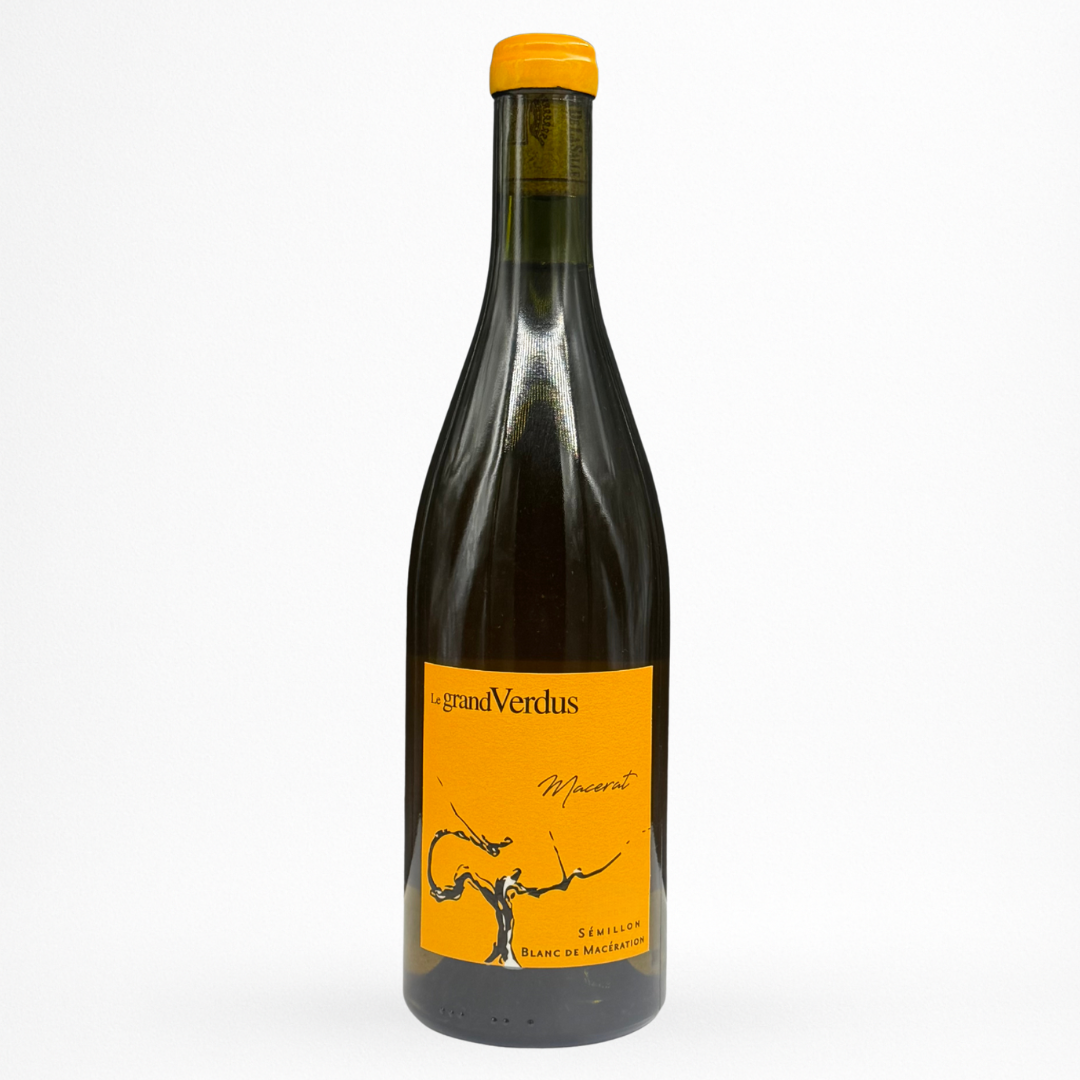 Château Le Grand Verdus Macérat Orange — Vin de France, vin orange (macération), bouteille 75 cl sur fond blanc
