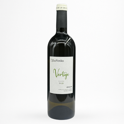 Château Le Grand Verdus Vertige Solera NV — Bordeaux AOC, vin blanc, bouteille 75 cl sur fond blanc