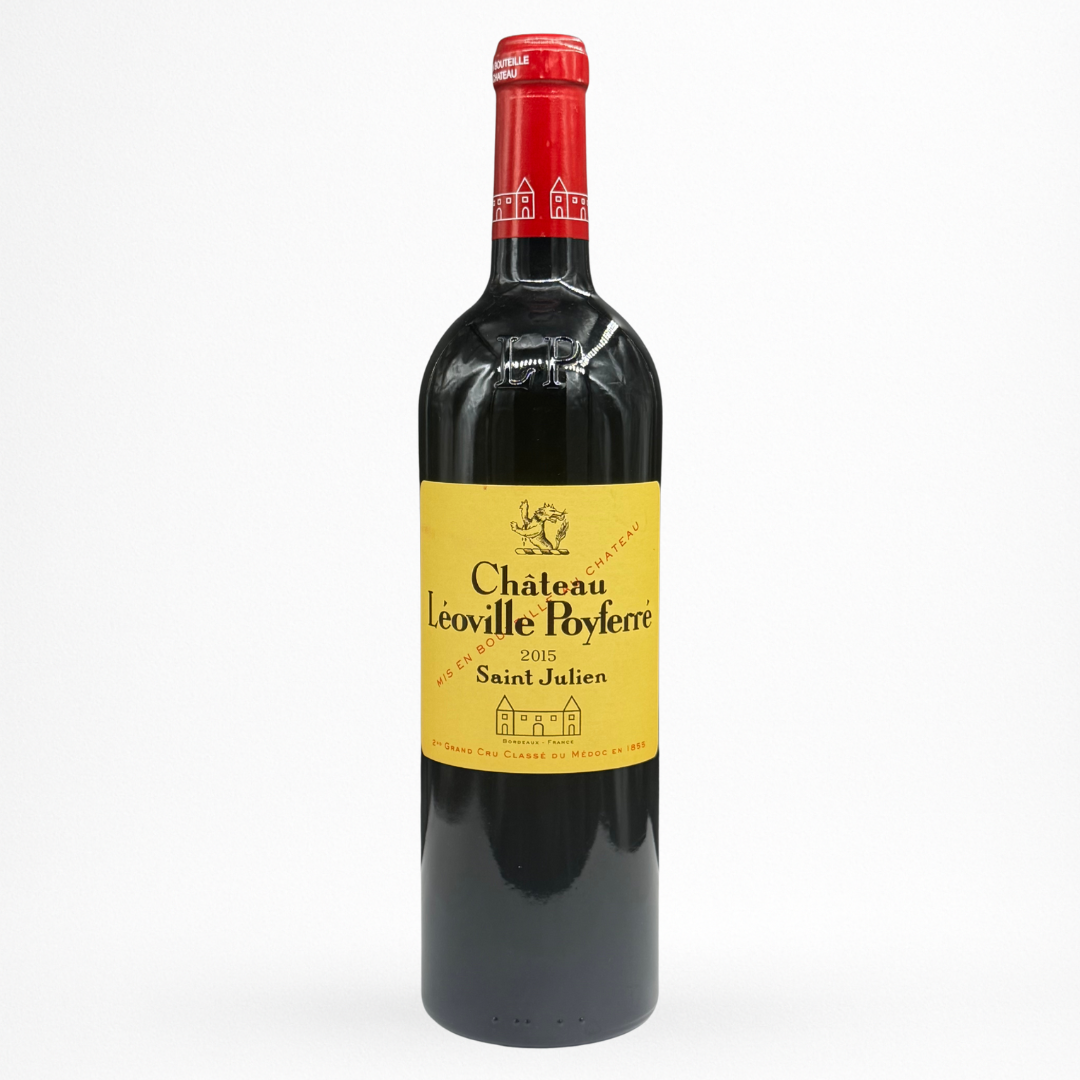 Château Léoville Poyferré 2015 — Saint-Julien (Bordeaux), 2ᵉ Grand Cru Classé, bouteille 75 cl sur fond blanc