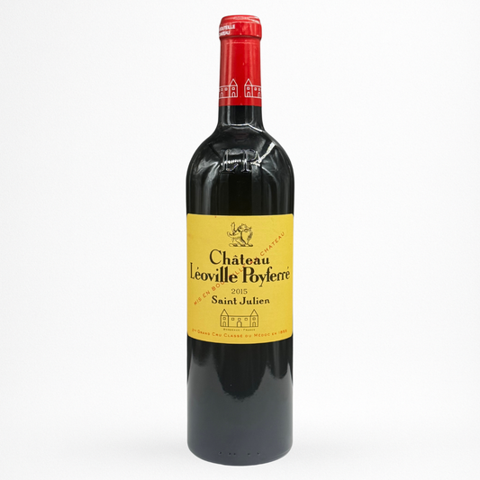 Château Léoville Poyferré 2015 — Saint-Julien (Bordeaux), 2ᵉ Grand Cru Classé, bouteille 75 cl sur fond blanc