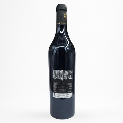 Bouteille de vin rouge Château Majoureau La Genèse 2022 Bordeaux Supérieur, contre étiquette noire 1890, capsule noire