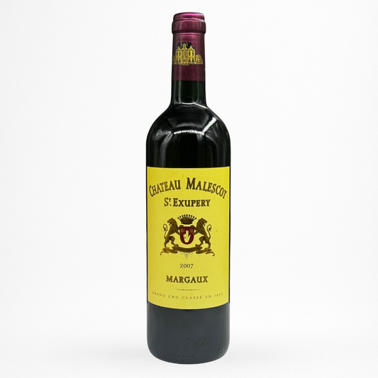 Château Malescot Saint-Exupéry 2007 – Margaux AOC, Grand Cru Classé, vin rouge, bouteille 75 cl (capsule pourpre), packshot sur fond blanc.