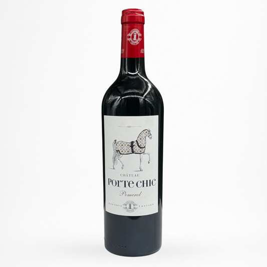 Château Porte Chic – Pomerol AOC, vin rouge de Bordeaux, bouteille 75 cl, packshot sur fond blanc.