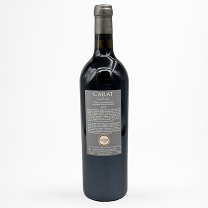 Contre etiquette bouteille de vin Château Réaut - Carat - 2012 - Vin de Cadillac Côtes de Bordeaux
