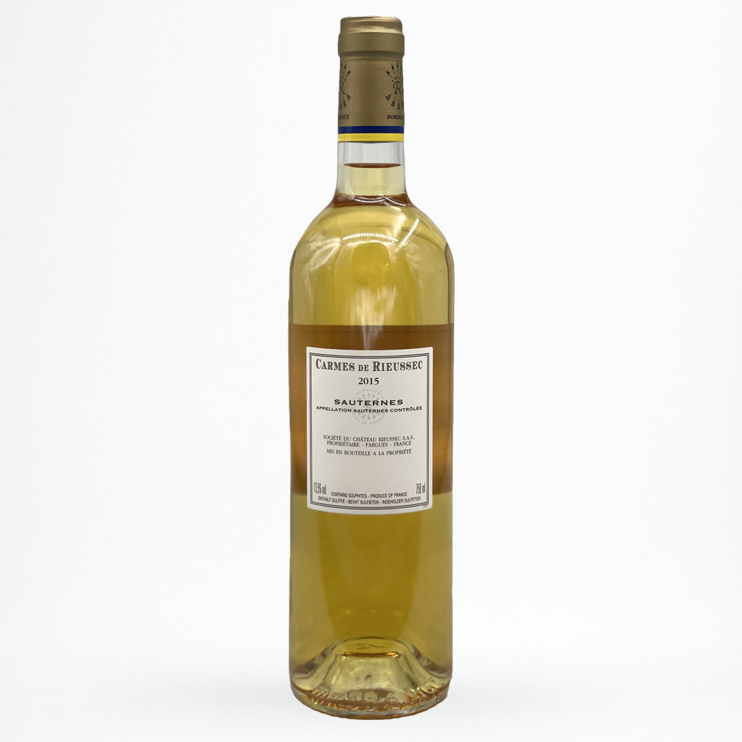 Contre etiquette bouteille de vin Château Rieussec - Carmes de Rieussec - 2015 - Vin de Sauternes