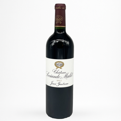 Château Sociando-Mallet 2015 – Haut-Médoc AOC, vin rouge de Bordeaux (75 cl) – bouteille packshot sur fond blanc, étiquette “Jean Gautreau” bien visible.