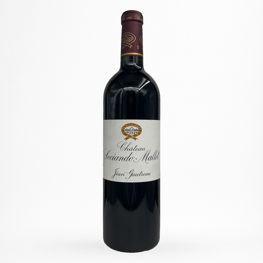Château Sociando-Mallet – Haut-Médoc AOC, vin rouge de Bordeaux – bouteille 75 cl, étiquette visible, packshot sur fond blanc.