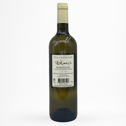 Contre etiquette bouteille de vin Château Valandraud Blanc - 2018 - Vin de Bordeaux