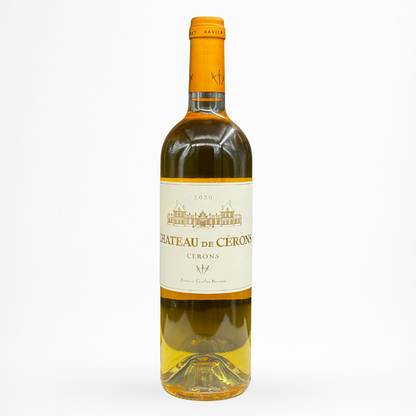 Bouteille de vin Château de Cérons Blanc liquoreux 2020 en AOC Cérons sur fond blanc