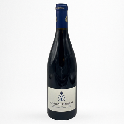 Bouteille Château de Cesseras “Olric” — Minervois AOP (Languedoc), vin rouge, sur fond blanc.