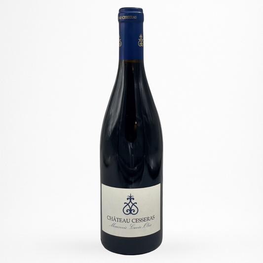 Bouteille Château de Cesseras “Olric” — Minervois AOP (Languedoc), vin rouge, sur fond blanc.