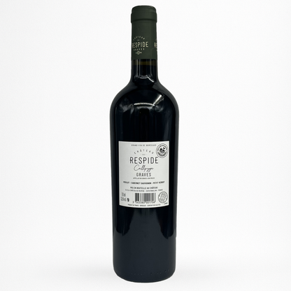 contre etiquette de vin Château de Respide Callipyge 2021 en vin de Graves sur fond blanc