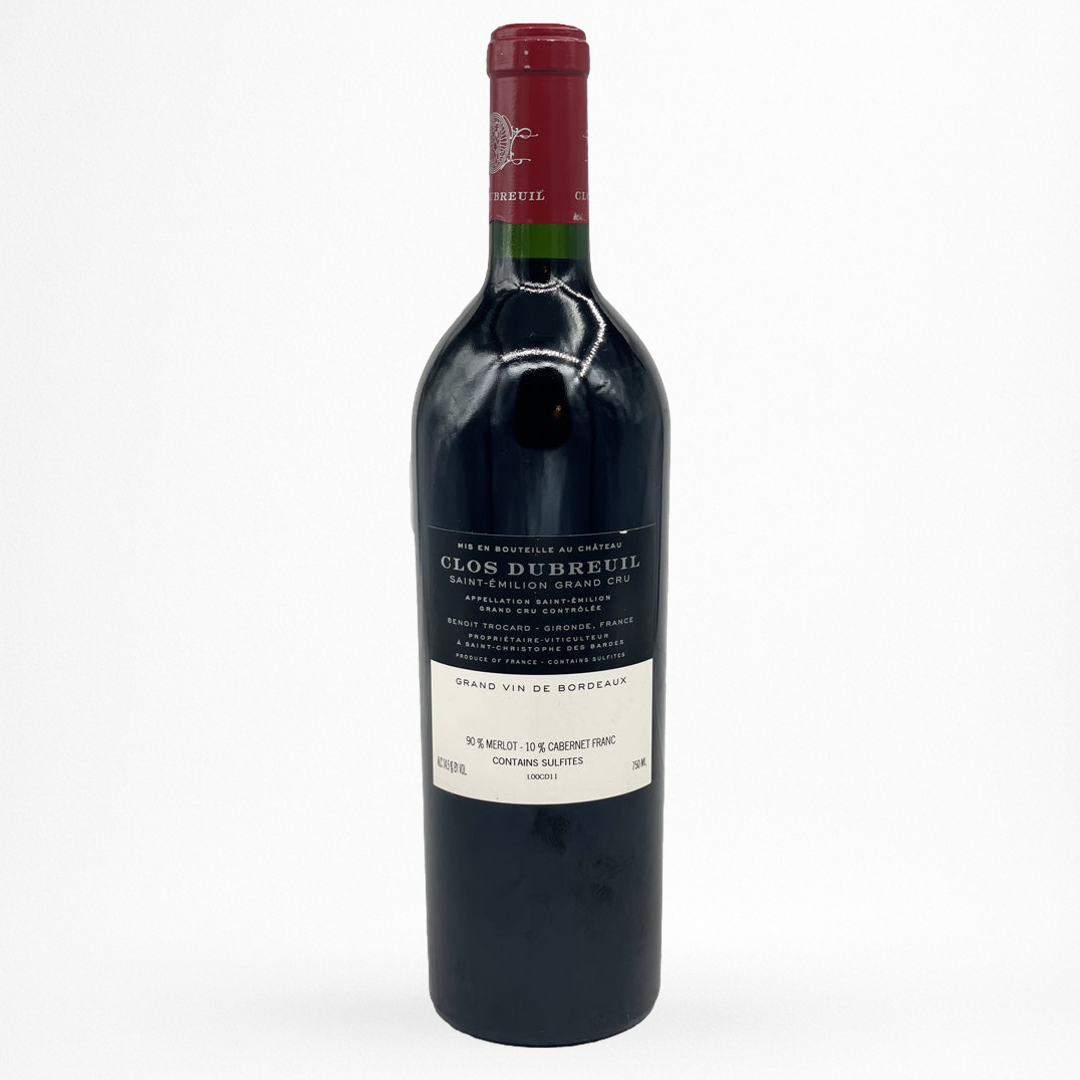 Contre etiquette bouteille de vin Clos Dubreuil - 2011 - Vin de Saint-Emilion Grand Cru