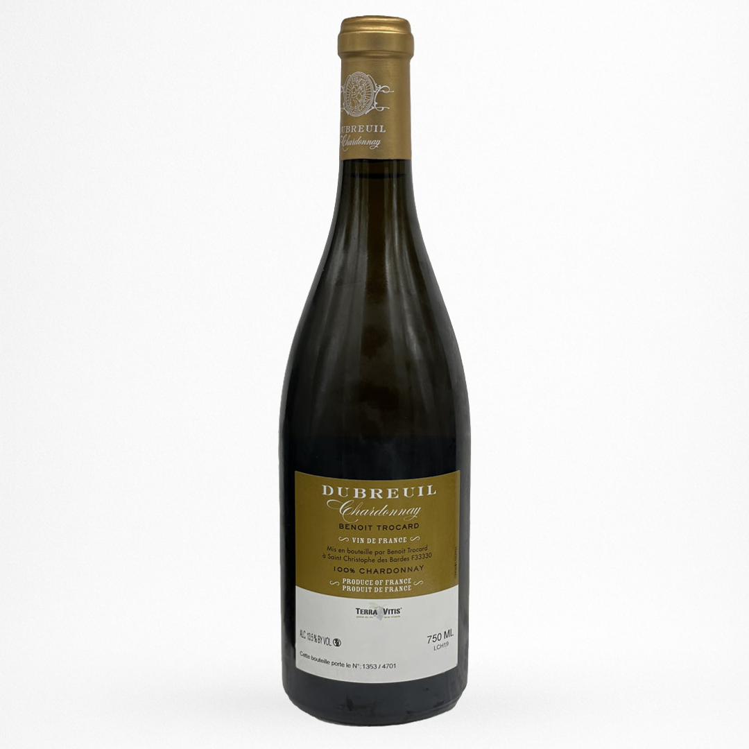 Contre etiquette bouteille de vin Clos Dubreuil - Chardonnay - 2019 - Vin de France
