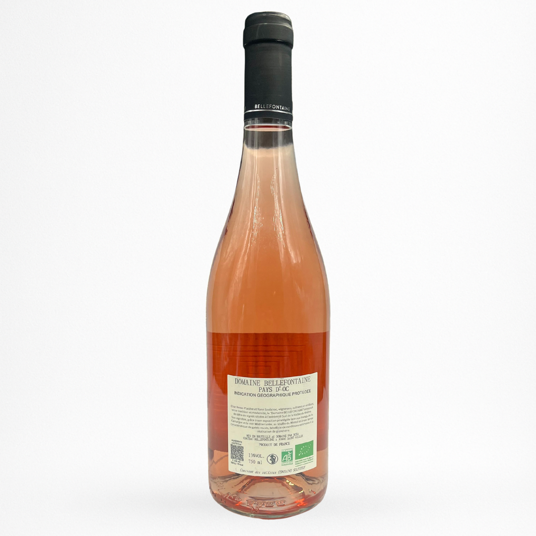 Contre etiquette bouteille de vin Domaine Bellefontaine - Rosé - 2024 - IGP Vin du pays d'Oc