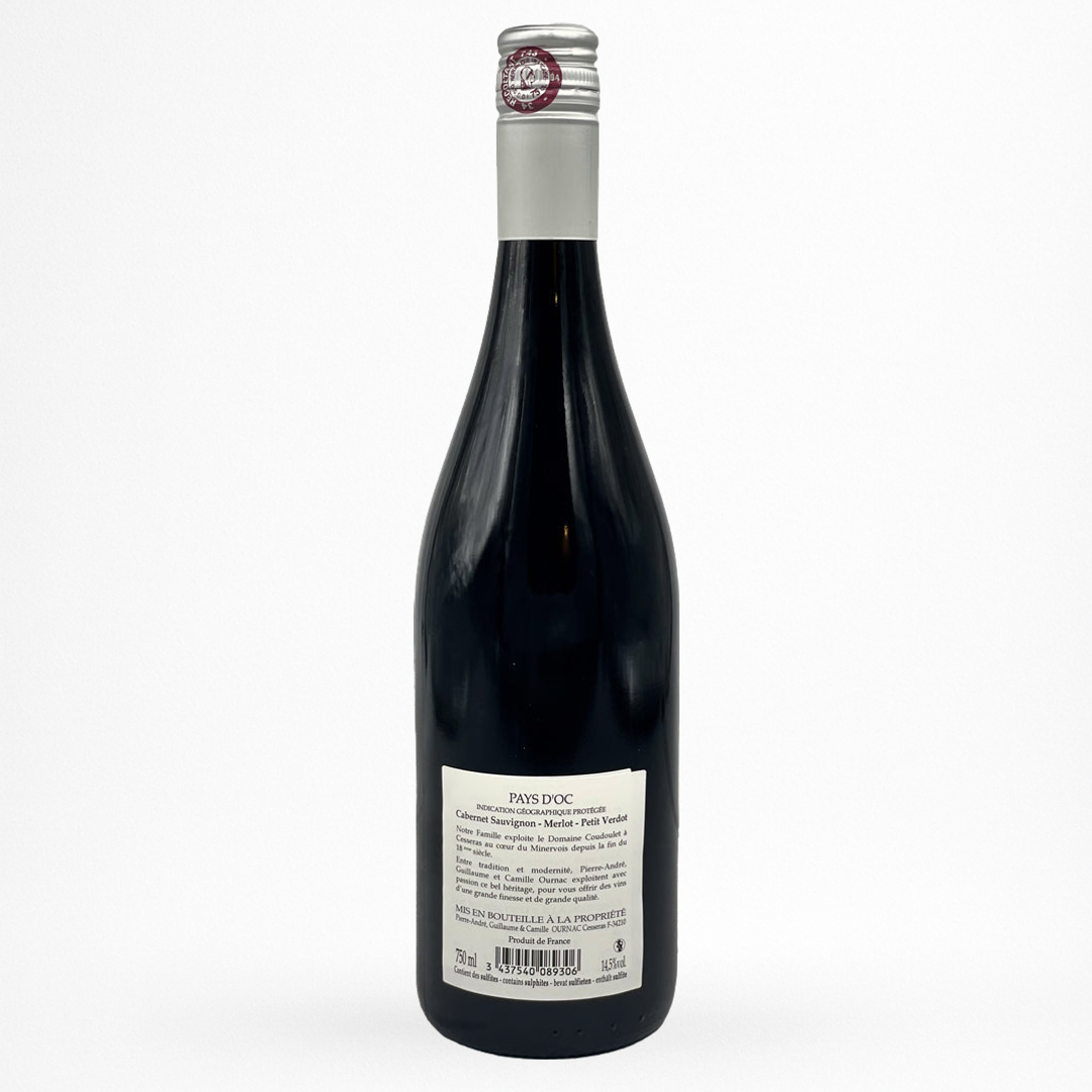 Contre etiquette bouteille de vin Domaine Coudoulet - Le Rouge de Fontgaline - 2018 - Vin d'IGP Pays d'OC