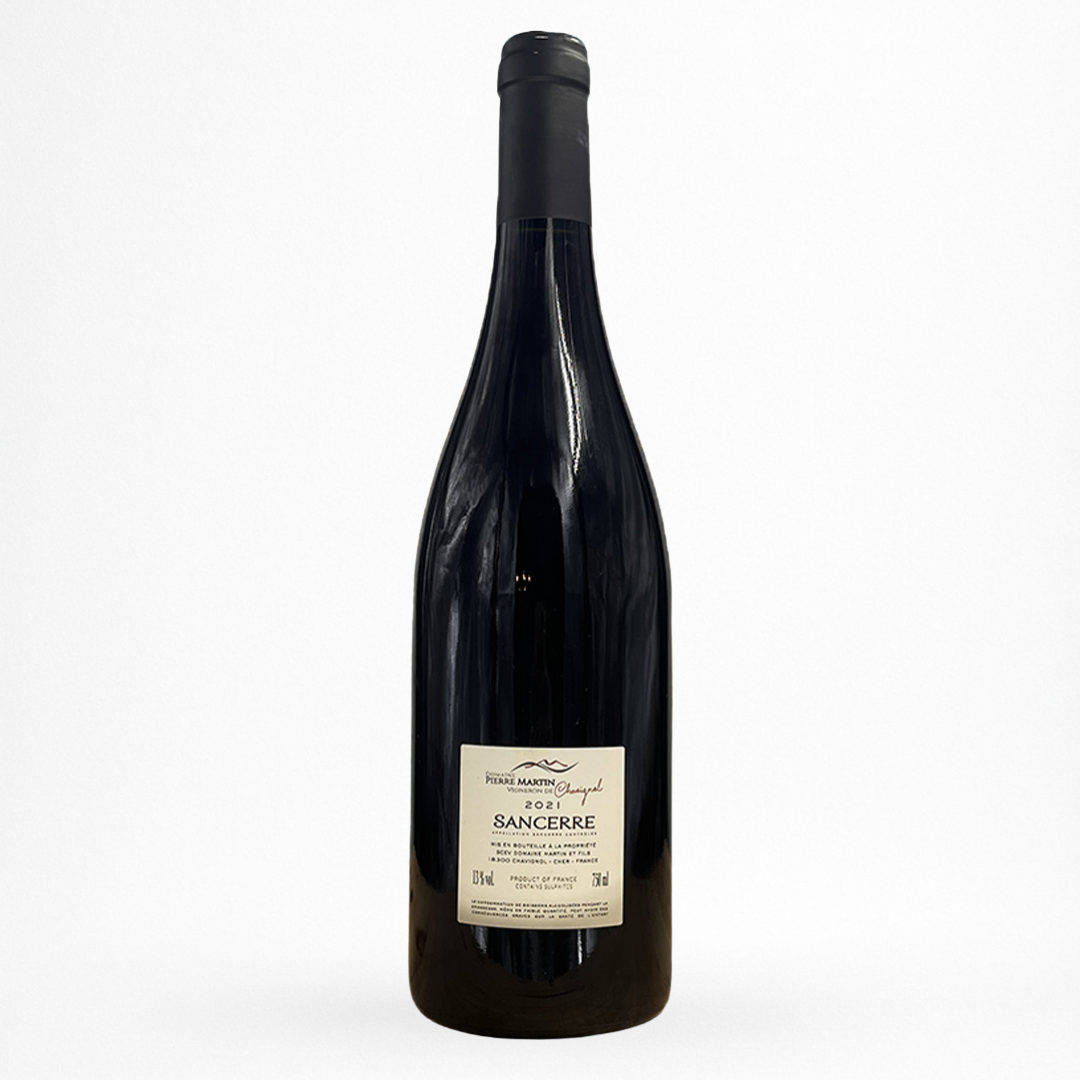 Sancerre blanc Domaine Pierre Martin – contre etiquette bouteille sur fond blanc (Loire, Sauvignon Blanc)