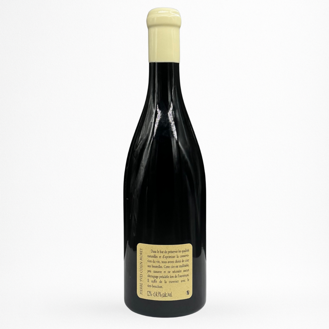 Domaine Pierre-Yves Colin-Morey Meursault Blanc 2022, vin blanc de Bourgogne (AOC Meursault), contre etiquette bouteille 75 cl, packshot sur fond blanc.